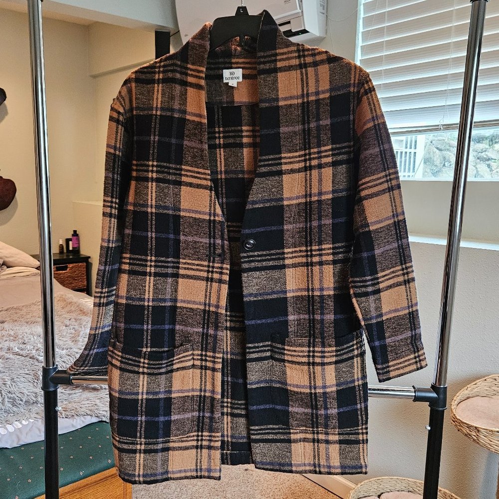 Tentree Plaid Fannel Cacoon Cardigan